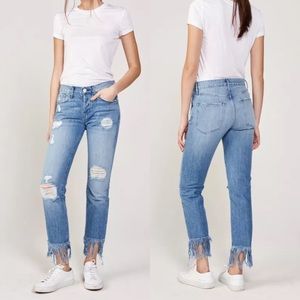 3X1 Jeans Straight Crop Fringe WM3 Distressed